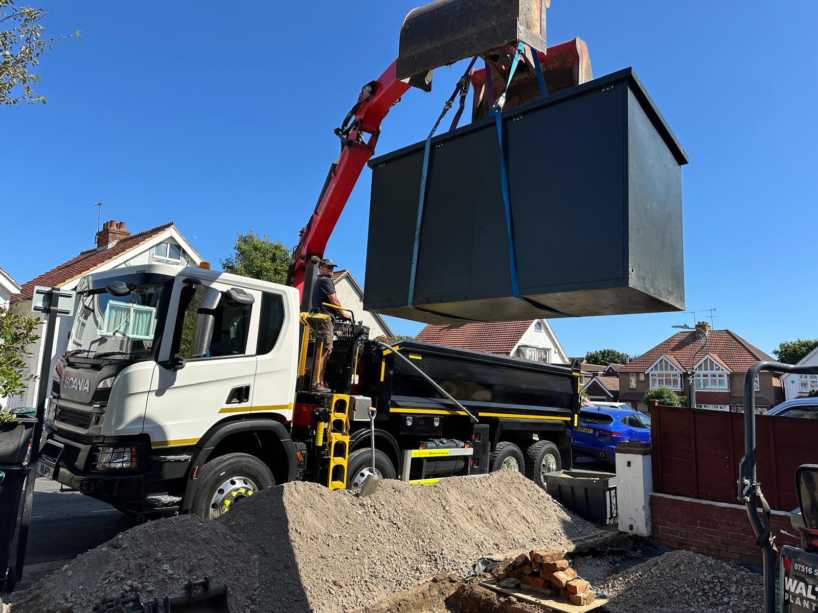 Grab hire in Sussex, grab crane loading material